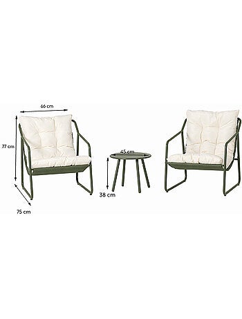 ATRANI Ensemble de jardin 2 fauteuils terracotta avec table basse