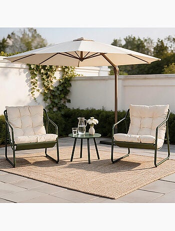 ATRANI Ensemble de jardin 2 fauteuils terracotta avec table basse
