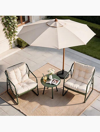 ATRANI Ensemble de jardin 2 fauteuils terracotta avec table basse