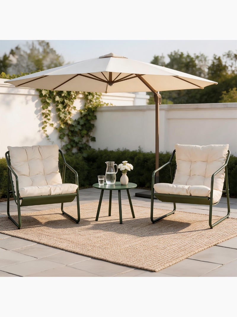 ATRANI Ensemble de jardin 2 fauteuils vert kaki avec table basse Vert - Kiabi