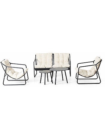 ATRANI Ensemble de jardin 2 fauteuils vert kaki avec table basse