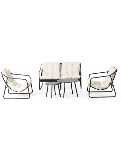 ATRANI Salon de jardin 4 places gris et beige avec tables basses - Kiabi