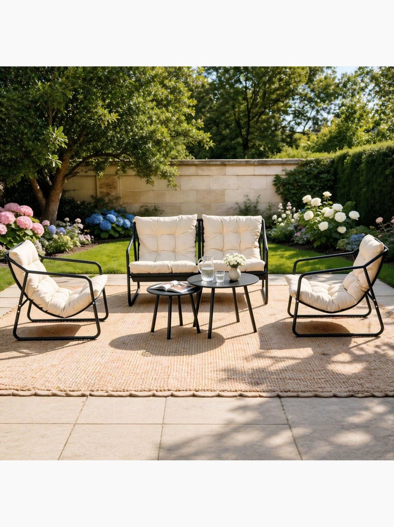 ATRANI Salon de jardin 4 places gris et beige avec tables basses Gris Beige - Kiabi