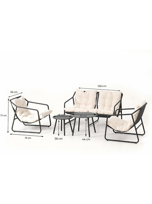 ATRANI Salon de jardin 4 places gris et beige avec tables basses - Kiabi