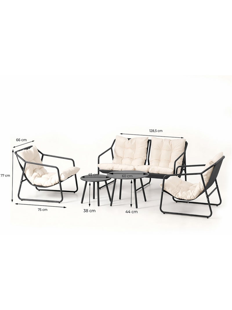 ATRANI Salon de jardin 4 places gris et beige avec tables basses Gris Beige - Kiabi