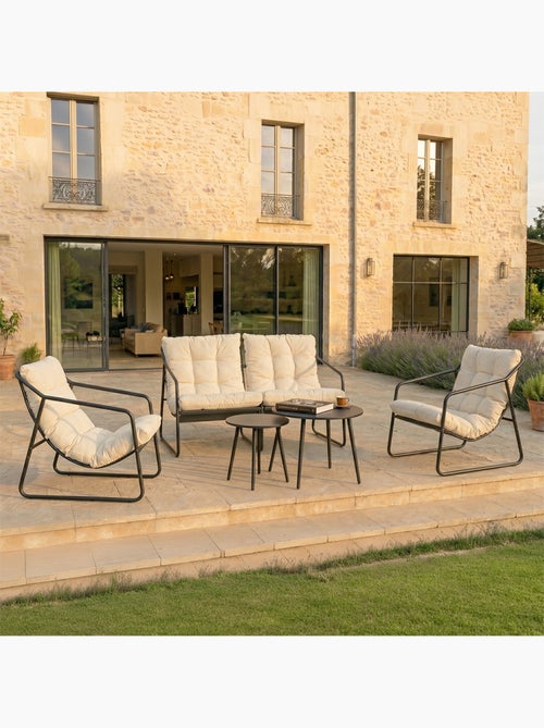 ATRANI Salon de jardin 4 places gris et beige avec tables basses - Kiabi
