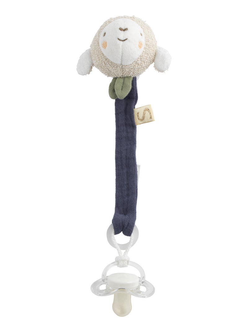 Attache -tétine en coton bio et bouclette - Bleu - Kiabi
