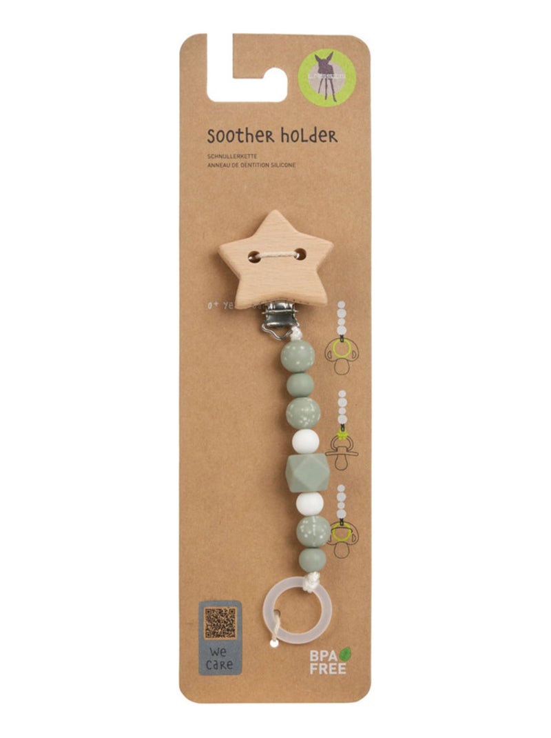 Attache sucette Bois/Silicone Little Universe Étoile olive Vert - Kiabi