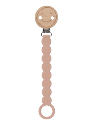 Attache tétine en bois et perles en silicone Happy Rascals Rose