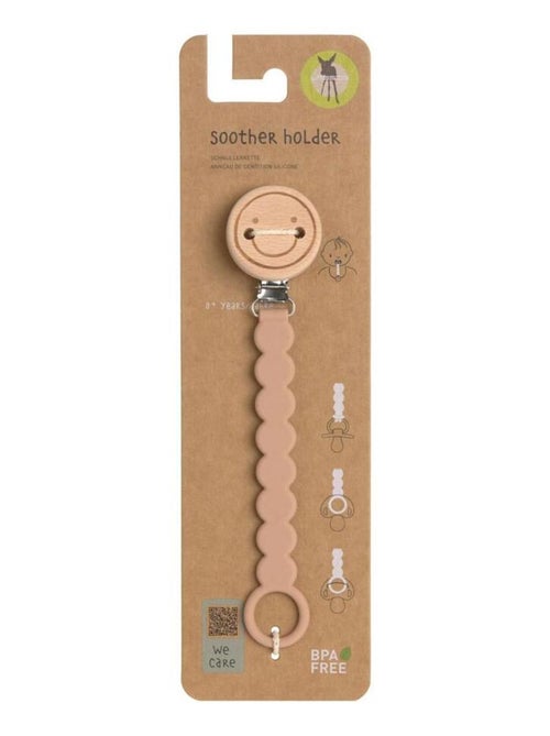 Attache tétine en bois et perles en silicone Happy Rascals Rose - Kiabi