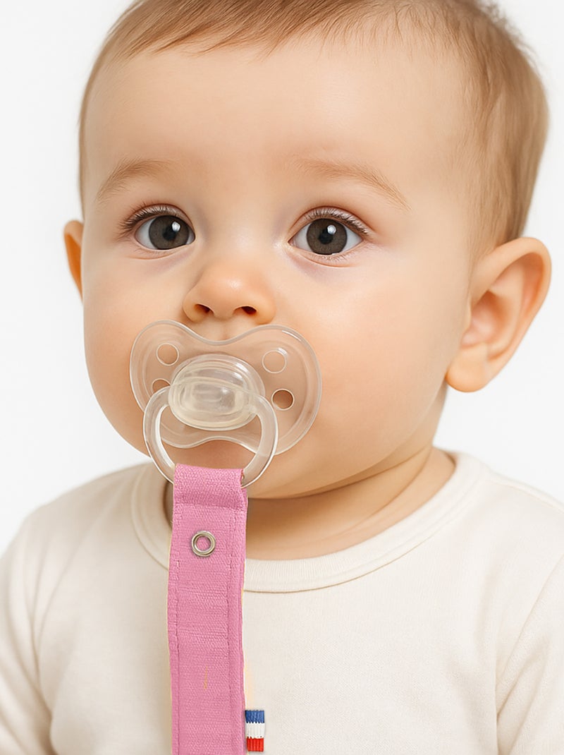 Attache Tétine en Coton Bio Rose - Kiabi