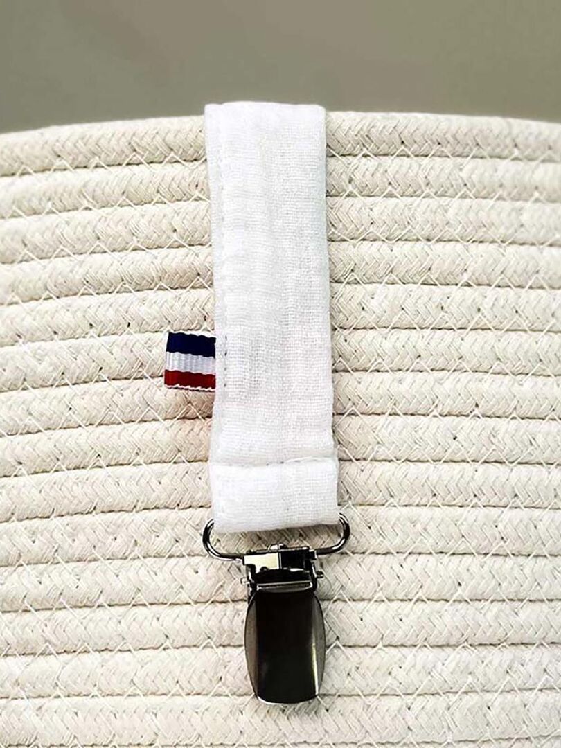 Attache Tétine en Coton Bio Teddy Blanc Blanc - Kiabi