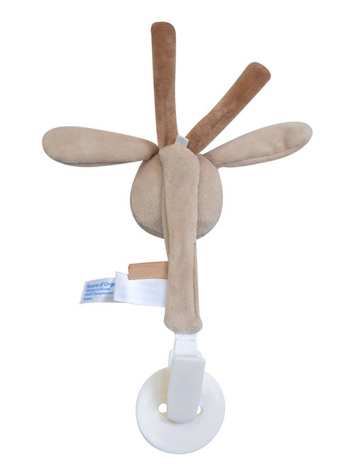 ATTACHE TETINE LAPIN VELOURS DOUX BEIGE - Kiabi