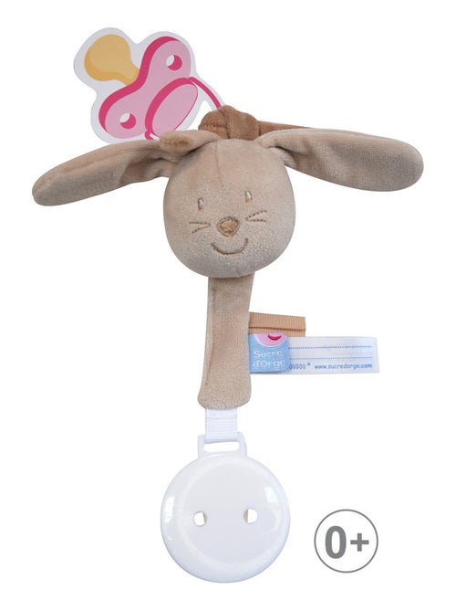 ATTACHE TETINE LAPIN VELOURS DOUX BEIGE - Kiabi