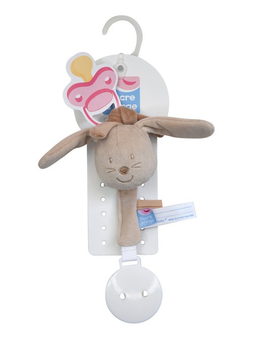 ATTACHE TETINE LAPIN VELOURS DOUX BEIGE - Kiabi