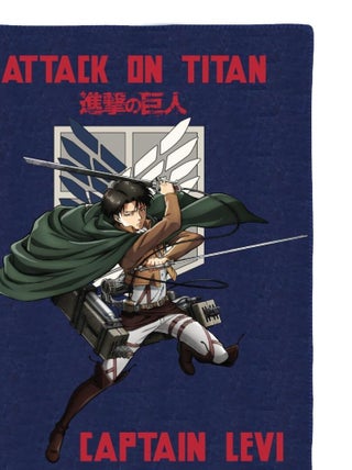 ATTAQUE DES TITANS - Plaid Attaque Des Titans Livaï 110x130 cm - 100% Polyester – Bleu Marine