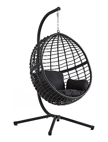 AUROA - fauteuil suspendu effet rotin noir