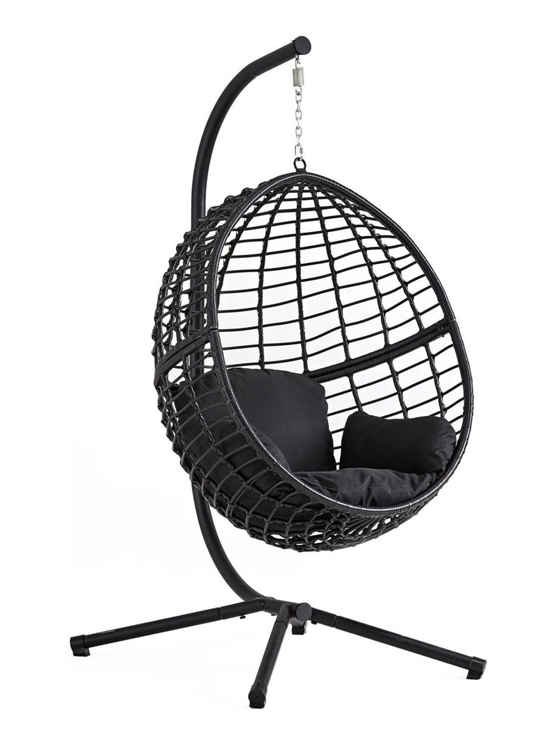 AUROA - fauteuil suspendu effet rotin noir Noir - Kiabi