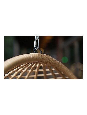 Auroa fauteuil suspendu en résine tressée beige et noir