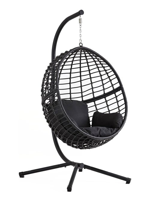AUROA Fauteuil suspendu en résine tressée noir - Kiabi