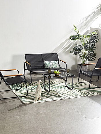 AURORA - Salon de jardin 4 places en toile de polyester noir