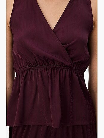 Aurora dark haut de pyjama en satin fleuri penti