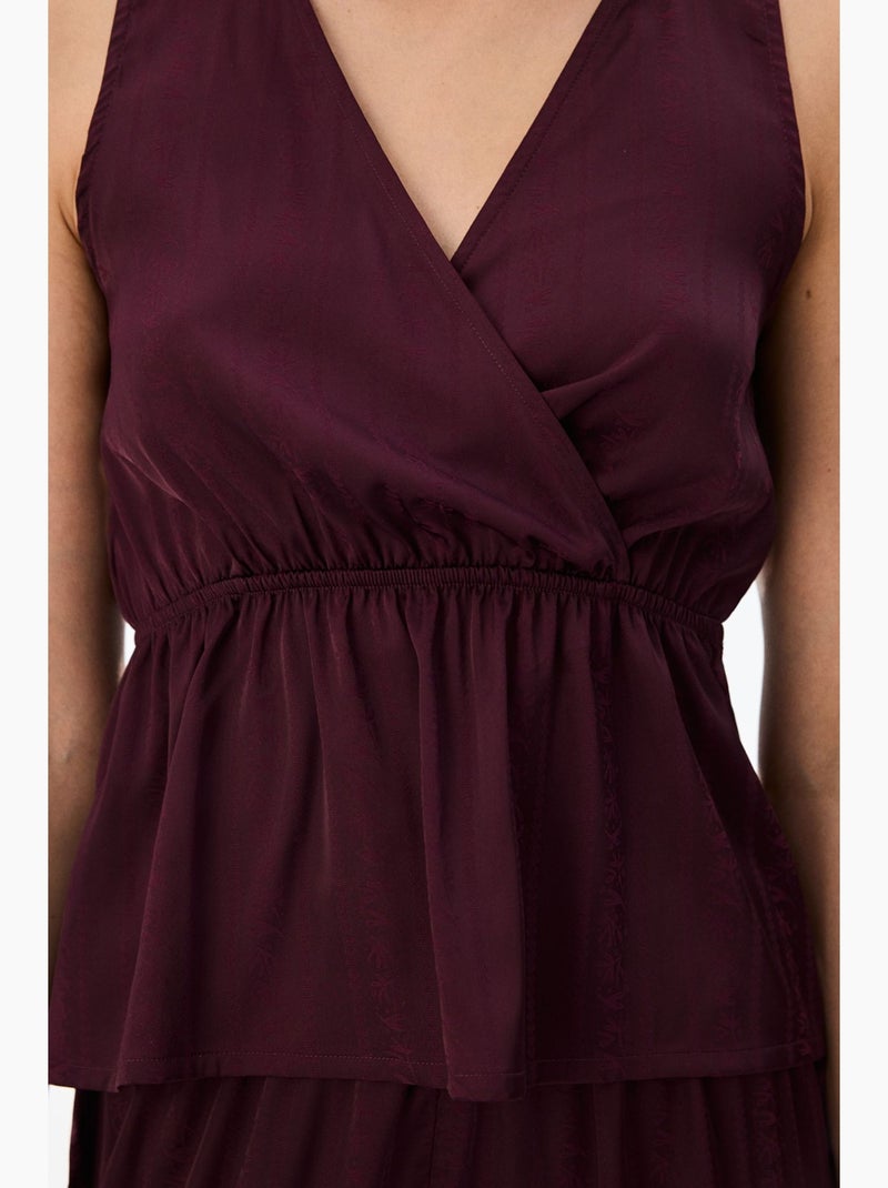 Aurora dark haut de pyjama en satin fleuri penti Rouge bordeaux - Kiabi