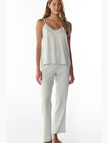 Aurora ensemble de pyjama pantalon à pois et dentelle penti