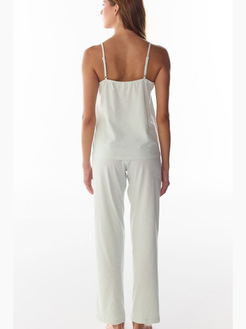 Aurora ensemble de pyjama pantalon à pois et dentelle penti Vert menthe - Kiabi