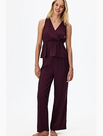 Aurora pantalon de pyjama satiné fleuri penti