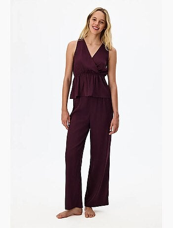 Aurora pantalon de pyjama satiné fleuri penti
