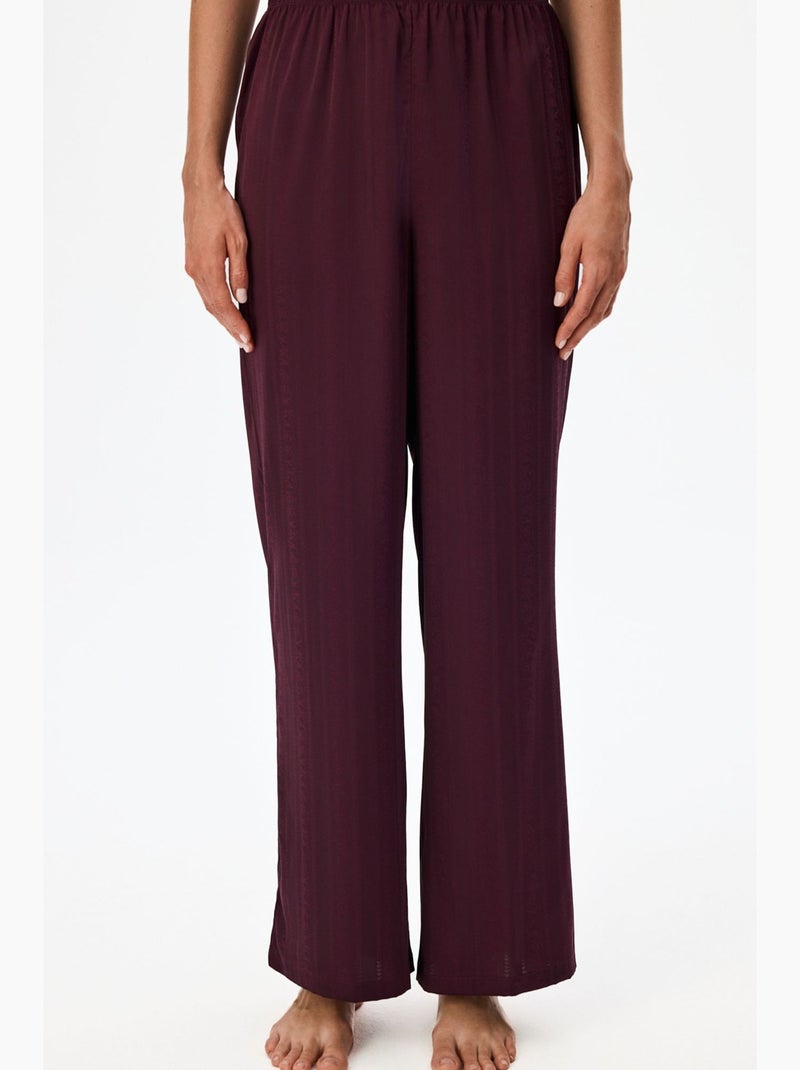 Aurora pantalon de pyjama satiné fleuri penti Rouge bordeaux - Kiabi