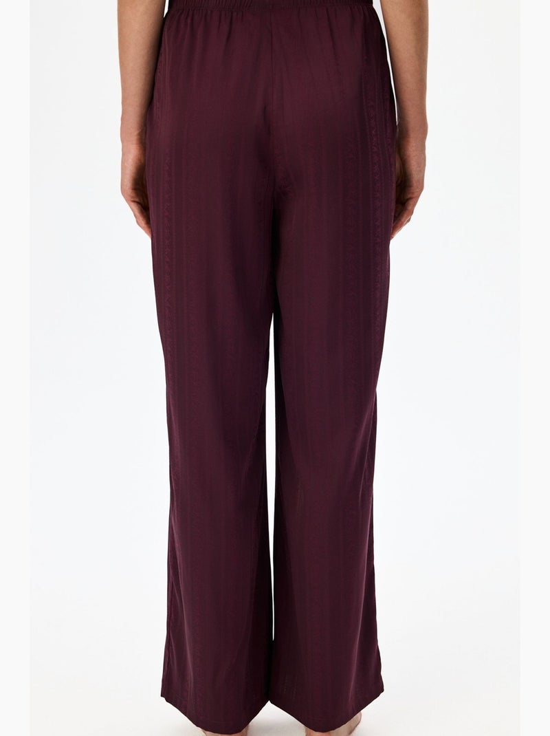 Aurora pantalon de pyjama satiné fleuri penti Rouge bordeaux - Kiabi