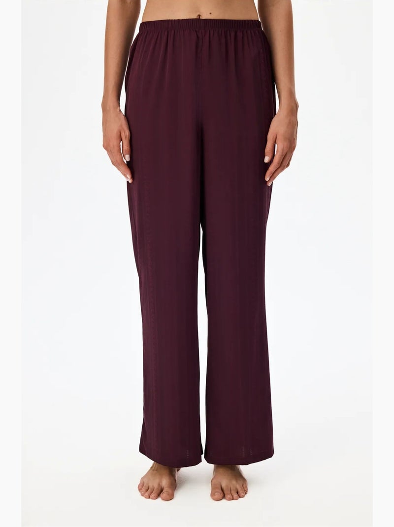 Aurora pantalon de pyjama satiné fleuri penti Rouge bordeaux - Kiabi