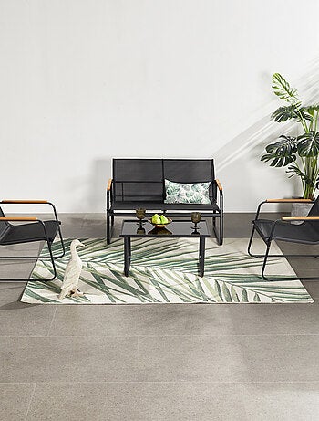 AURORA Salon de jardin 4 places en toile de polyester noir