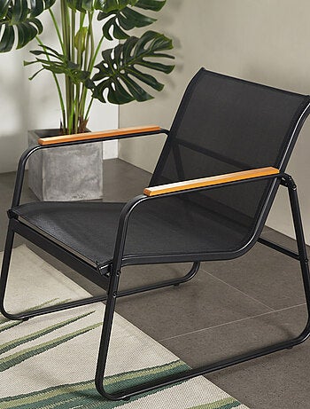 AURORA Salon de jardin 4 places en toile de polyester noir