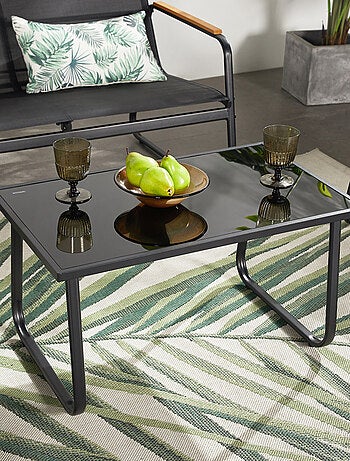 AURORA Salon de jardin 4 places en toile de polyester noir