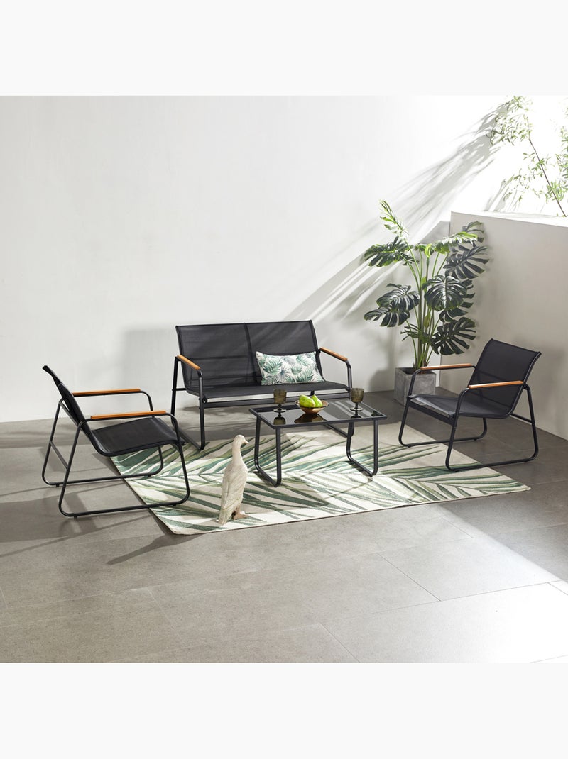AURORA Salon de jardin 4 places en toile de polyester noir Noir - Kiabi