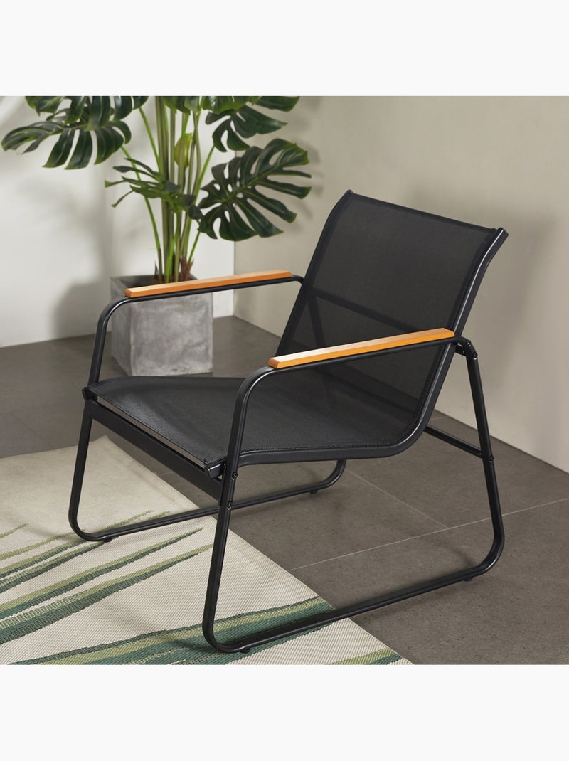 AURORA Salon de jardin 4 places en toile de polyester noir Noir - Kiabi