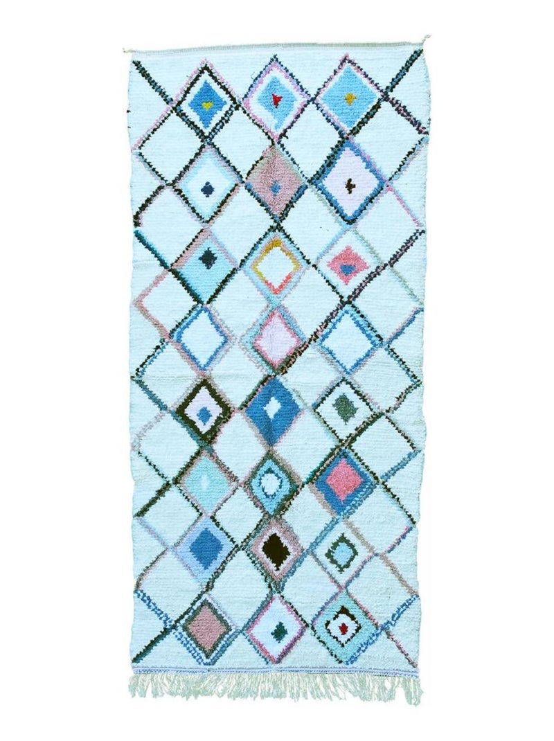 Authentique tapis berbère fait à la main en coton BOUCHAROUETTE AF Multicolore - Kiabi