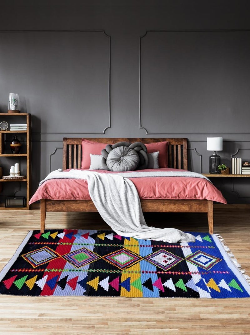 Authentique tapis berbère fait à la main en coton BOUCHAROUETTE AG Multicolore - Kiabi