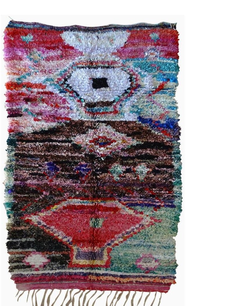 Authentique tapis berbère fait à la main en coton BOUCHAROUETTE AL Multicolore - Kiabi