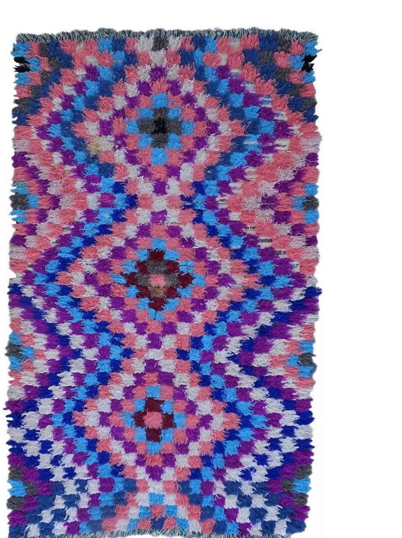 Authentique tapis berbère fait à la main en coton BOUCHAROUETTE AM Multicolore - Kiabi