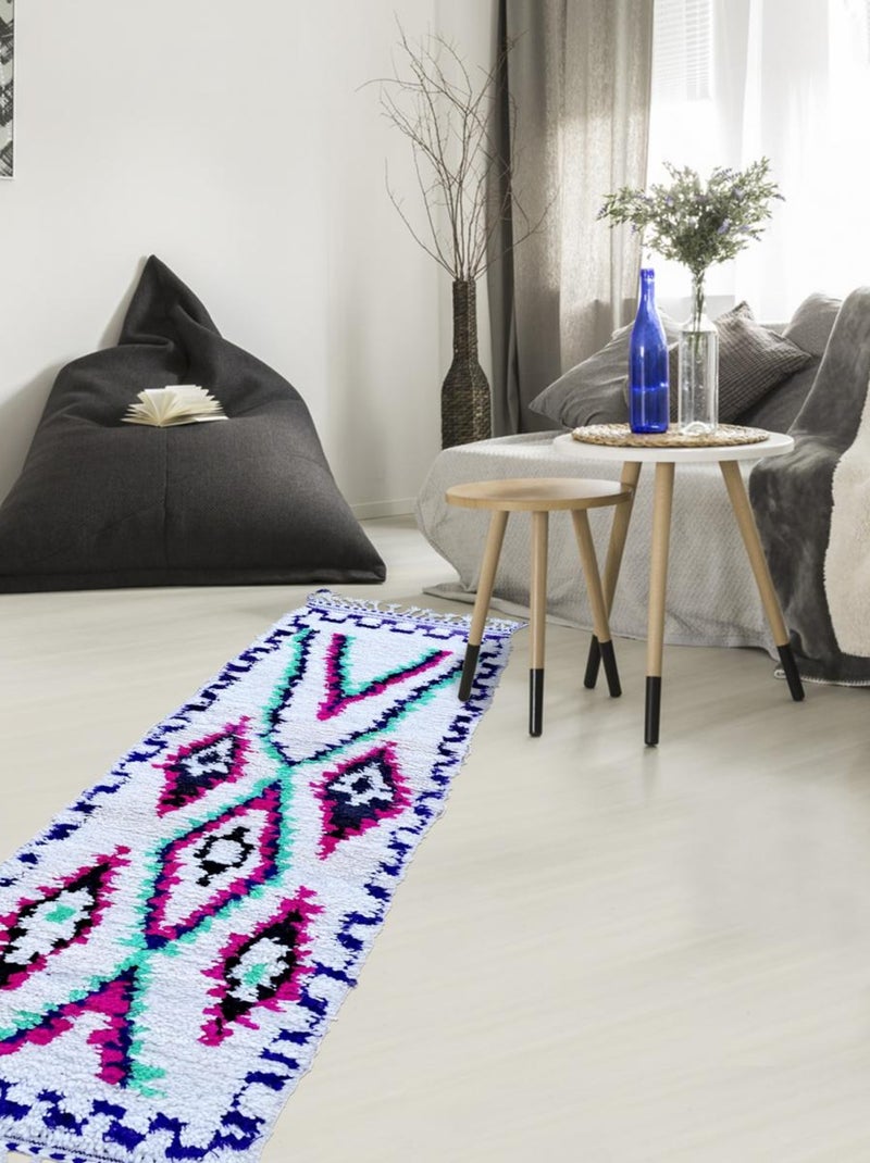 Authentique tapis berbère fait à la main en laine BENI OUARAIN DH Ecru - Kiabi