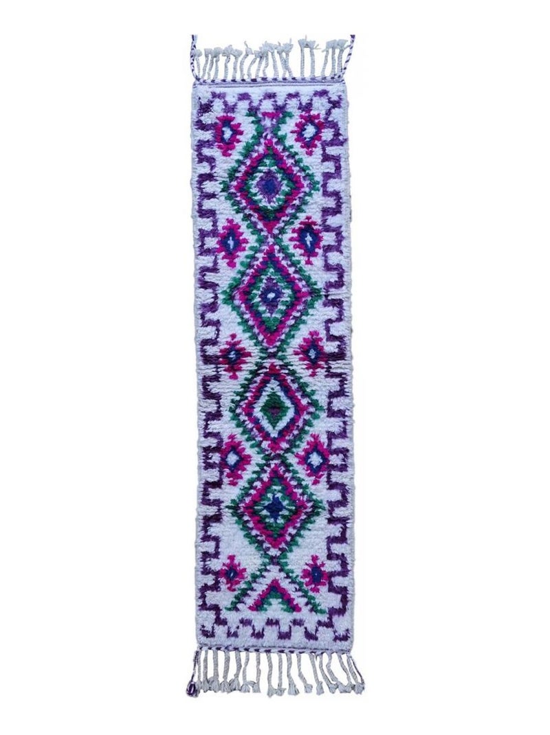 Authentique tapis berbère fait à la main en laine BENI OUARAIN DI Ecru - Kiabi