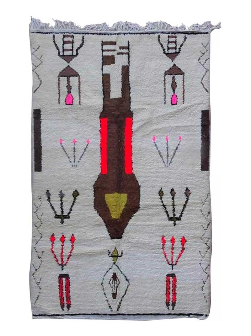 Authentique tapis berbère fait main en laine FHIK Multicolore - Kiabi