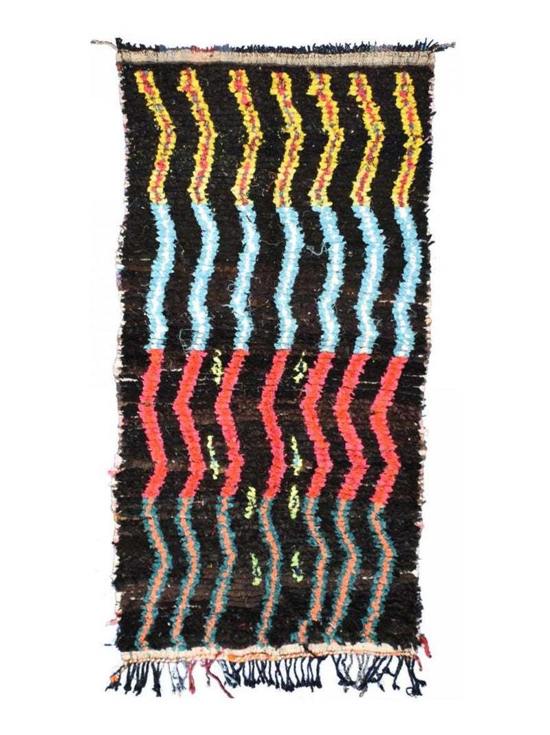 Authentique tapis berbère fait main en tissu recyclé BOUCHAROUETTE 55 Multicolore - Kiabi