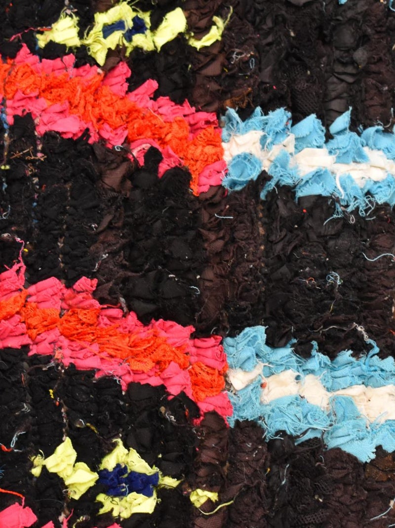 Authentique tapis berbère fait main en tissu recyclé BOUCHAROUETTE 55 Multicolore - Kiabi
