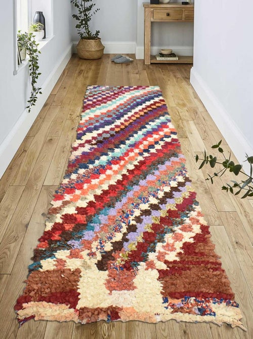 Authentique tapis berbère fait main en tissu recyclé BOUCHAROUETTE 60 - Kiabi