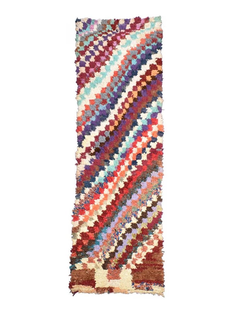 Authentique tapis berbère fait main en tissu recyclé BOUCHAROUETTE 60 Multicolore - Kiabi